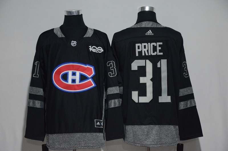 NHL Montreal Canadiens #31 Price Black 1917-2017 100th Anniversary Stitched Jersey